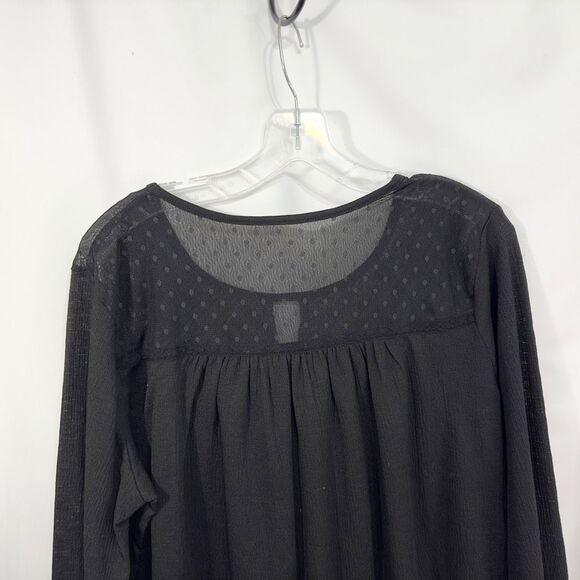 Time Tru‎ XL Top 16W 18W Embroidered Swiss Dot Mesh Lace Black Peasant 336 - Picture 5 of 9